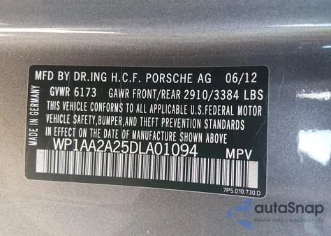 2013 Porsche Cayenne z USA, uszkodzony, nr VIN WP1AA2A25DLA01094